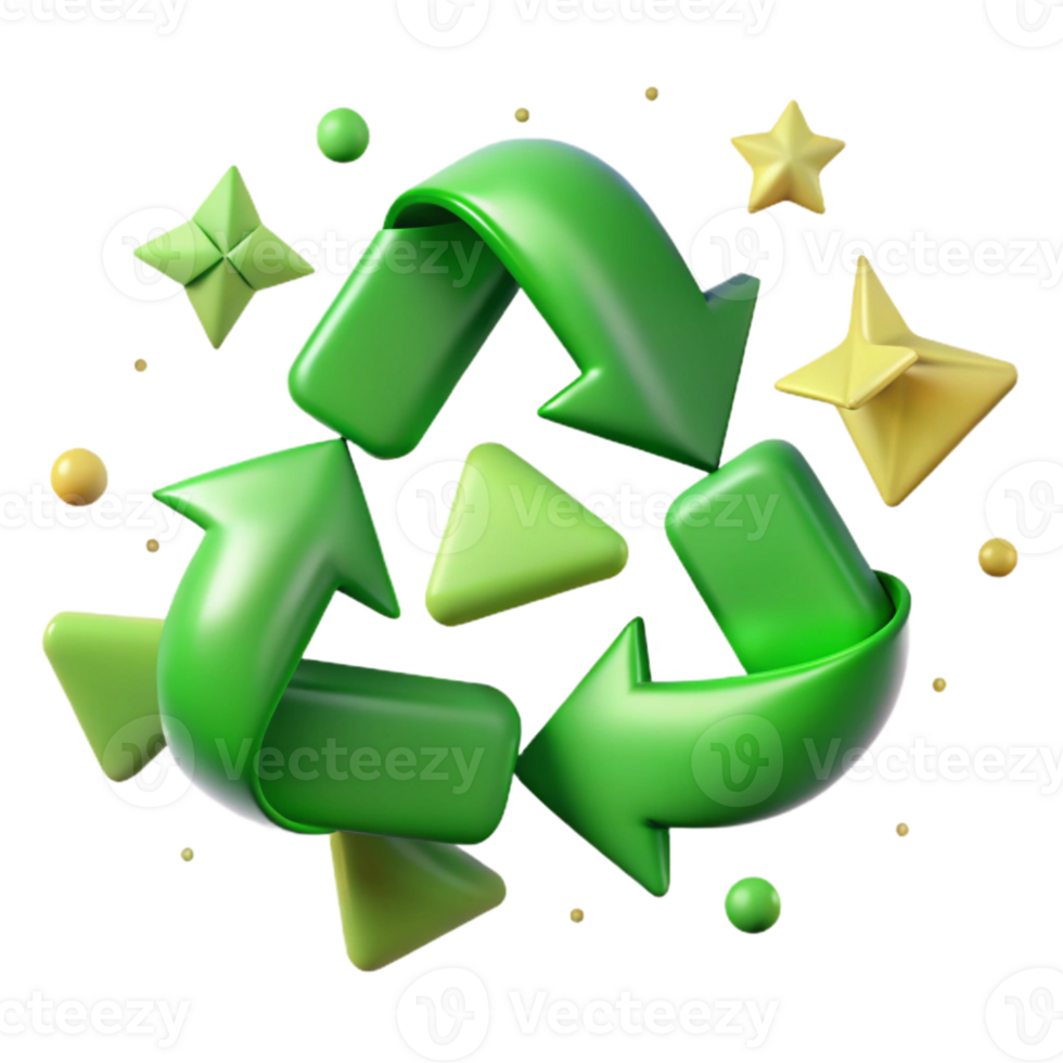 wonderful rustic Recycling Arrows Green Color Transparent Background premium png