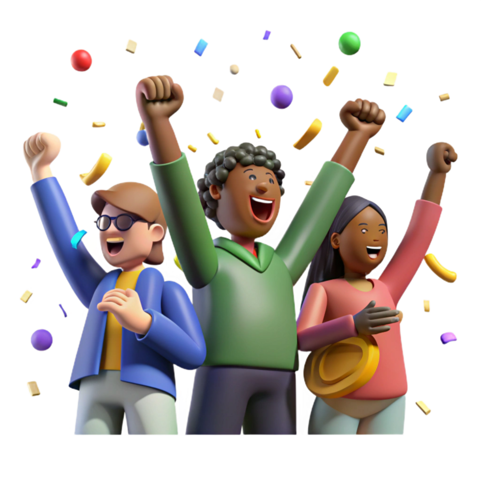 beautiful artistic Diverse Crowd Cheering Celebration Joyful Atmosphere Isolated premium png