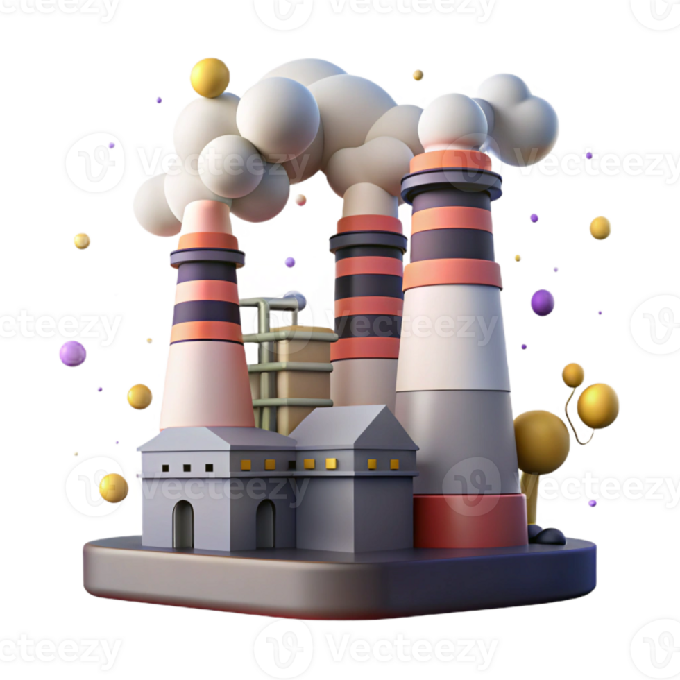 stunning rustic Industrial Smokestacks Side View with Gray Smoke Plume Isolated authentic png