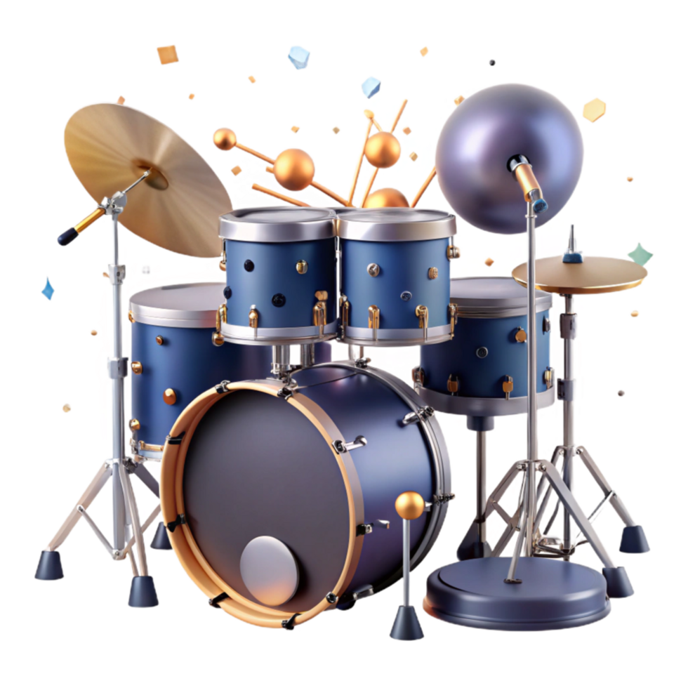 dramatic abstract Drum Set Transparent Background with Realistic Cymbals exclusive png