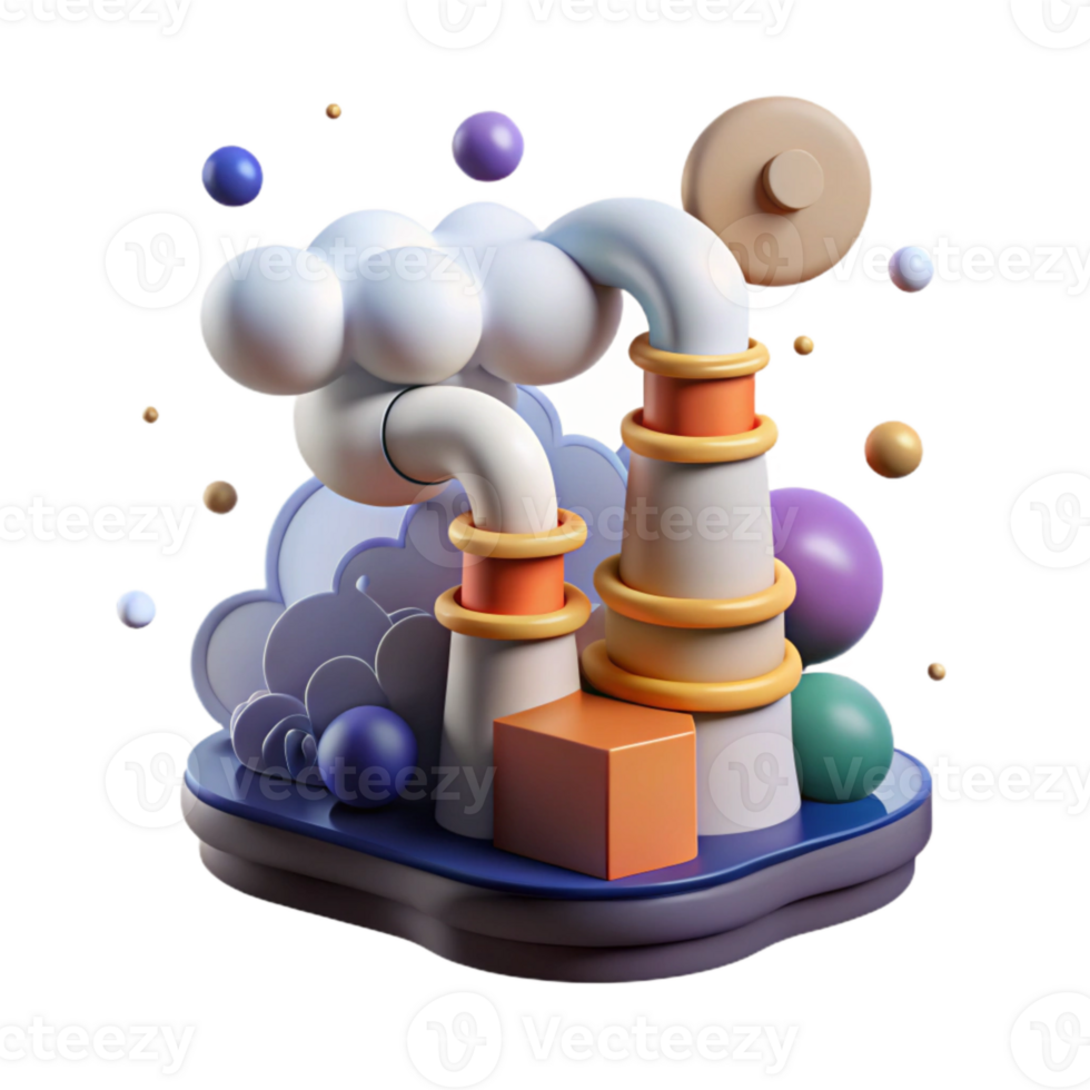 extraordinary rustic Pollution Mitigation Icon with Smokestack and Cloud Isolated genuine png