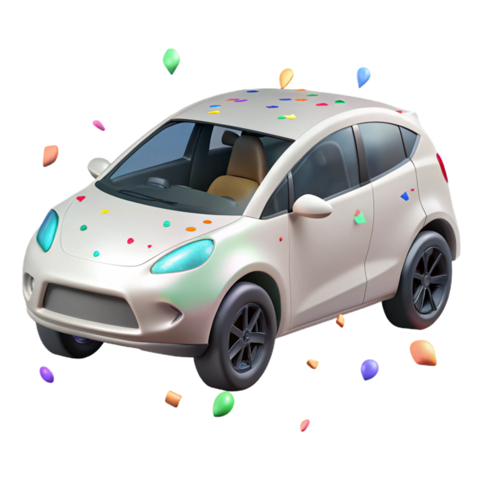 beautiful artistic Electric Car Side View Cutout on Transparent Background premium png