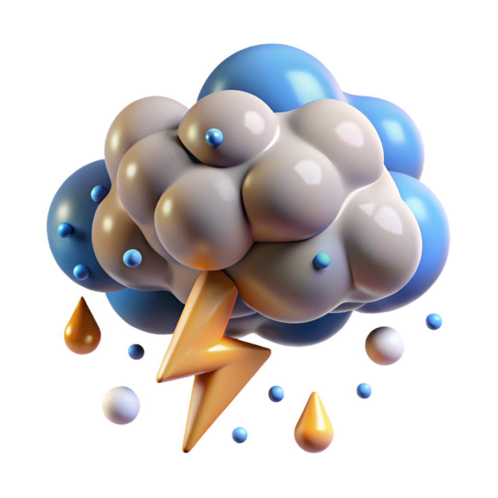 elegant vintage Isolated Hail Cloud with Lightning Cutout png