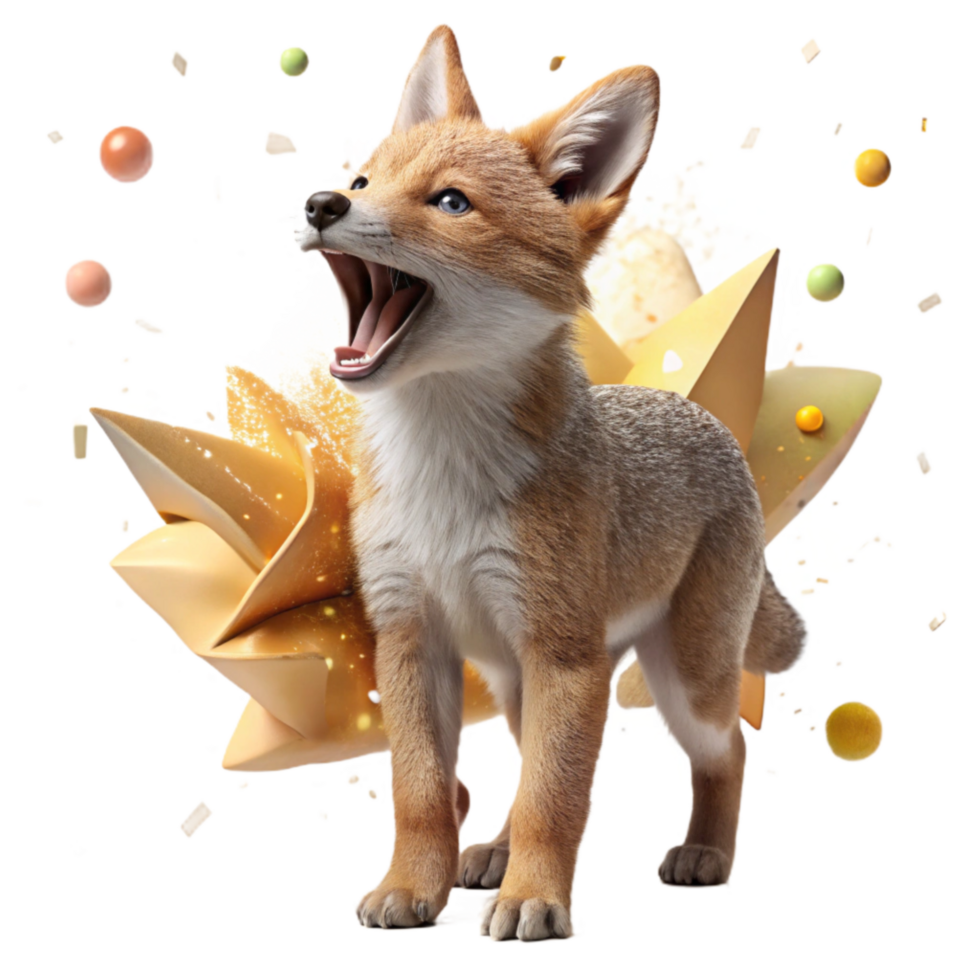 beautiful artistic Ethiopian Wolf Pup Howling Cutout with Adorable Expression authentic png
