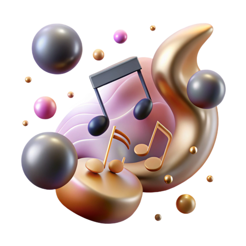 beautiful artistic Floating Music Graphics Cutout with Soft Shadow professional png