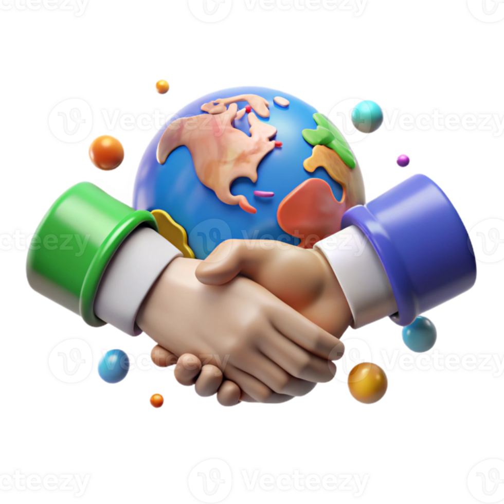 magnificent rustic Handshake Over World Map Isolated Element with Bright Colors genuine png