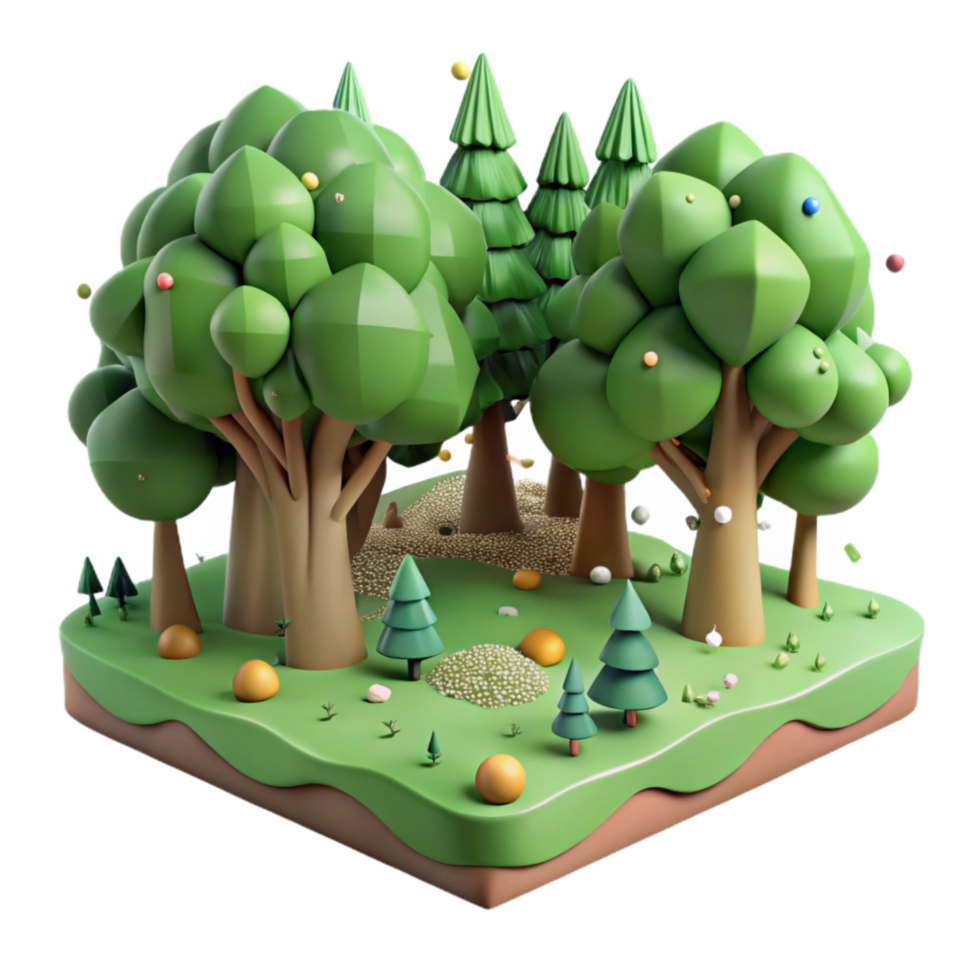 beautiful abstract Forest Edge with Trees Cutout Isolated Element original png