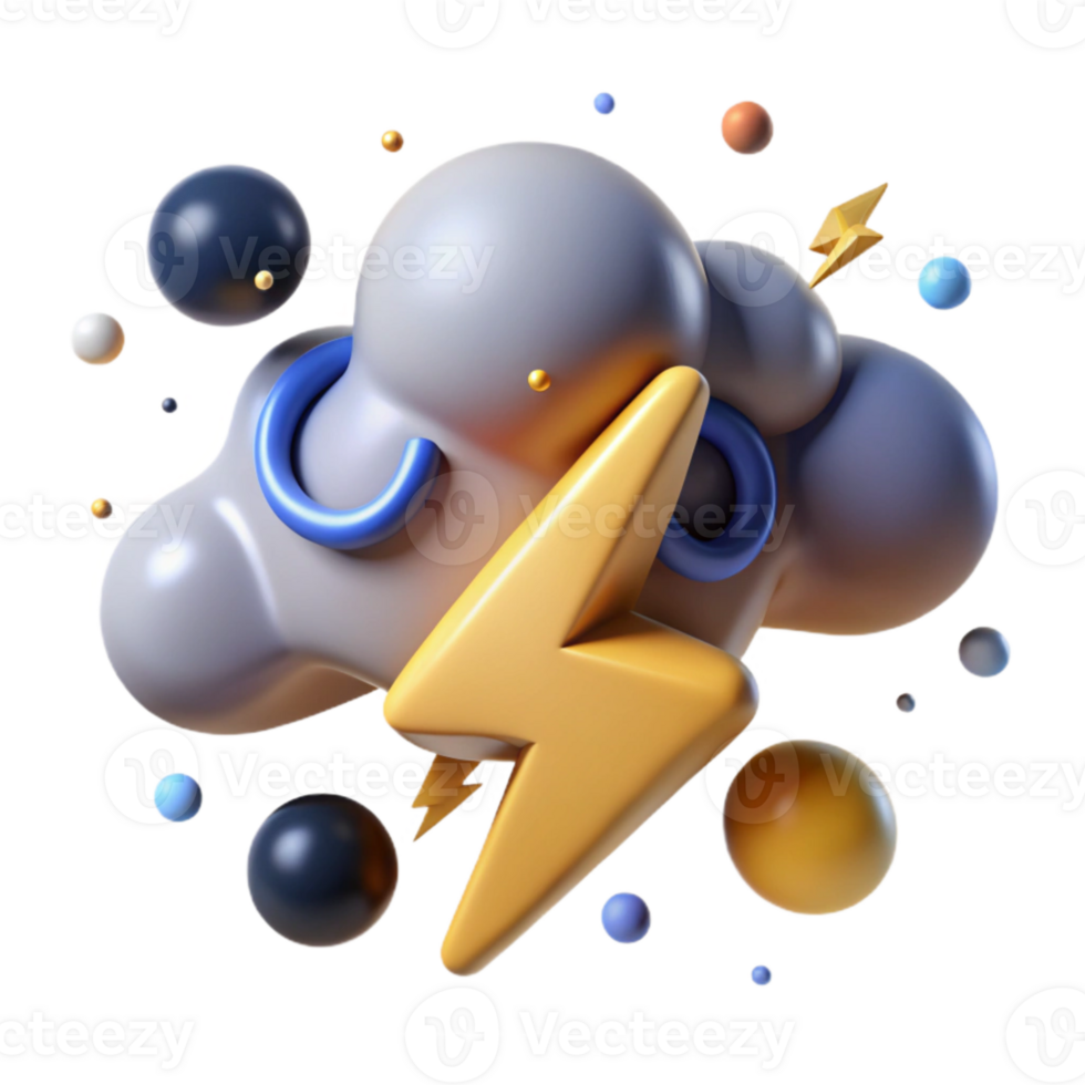 impressive vintage Lightning Bolt Storm Clouds Cutout on Transparent Background premium png
