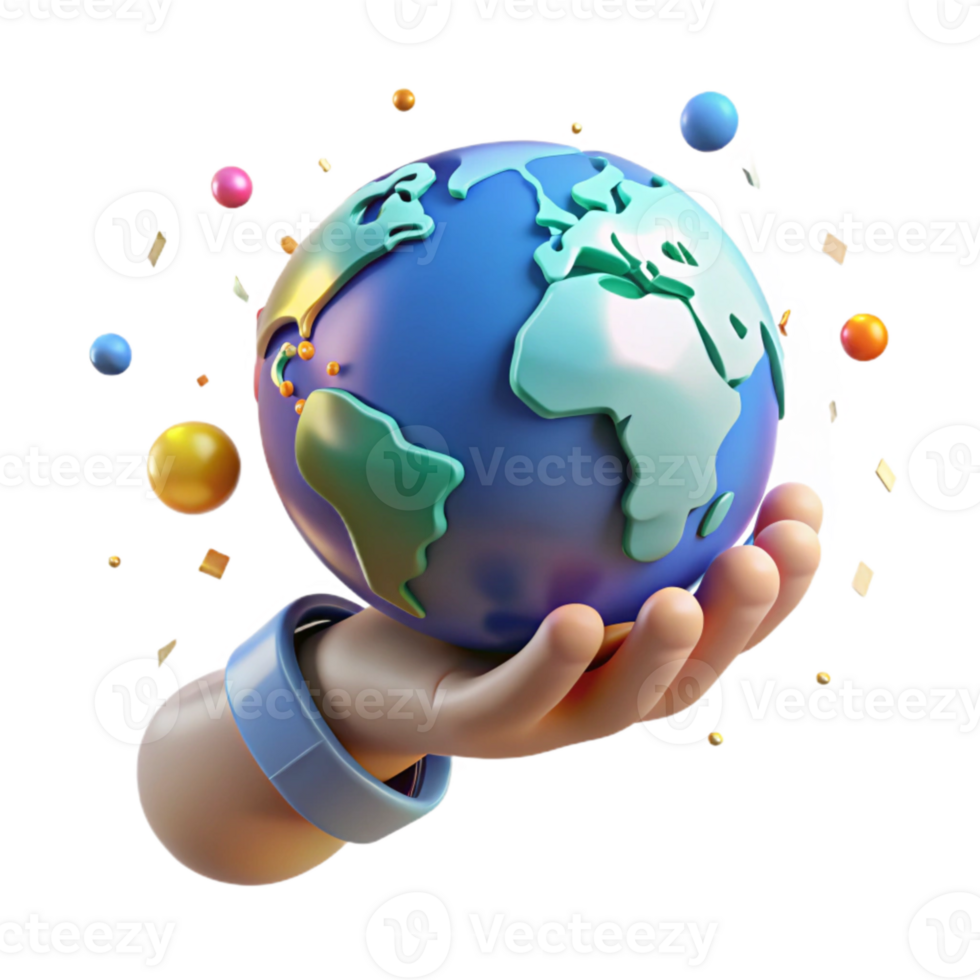 wonderful minimalist Hand Holding Globe Brightly Lit Isolated professional png