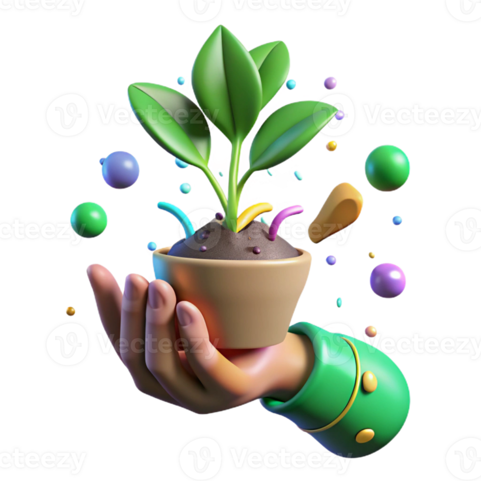 beautiful modern Green Thumb Holding Small Plant Cutout genuine png