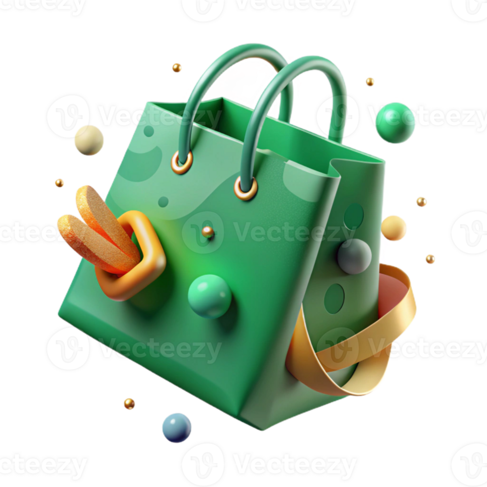 beautiful minimalist Green Shopping Bag Isolated professional png