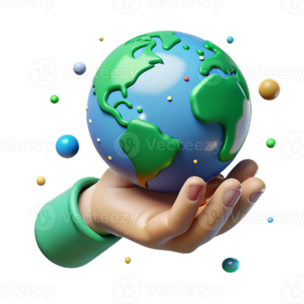 elegant abstract Hand Holding Globe with Green Continents and Blue Oceans Cutout high quality png