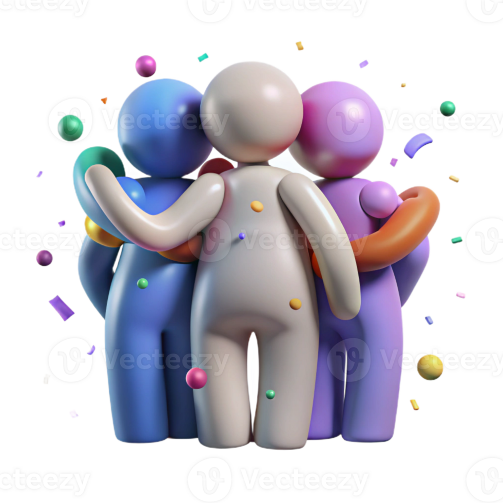 serene contemporary Group Hugging Silhouette Unity Symbol Isolated premium png