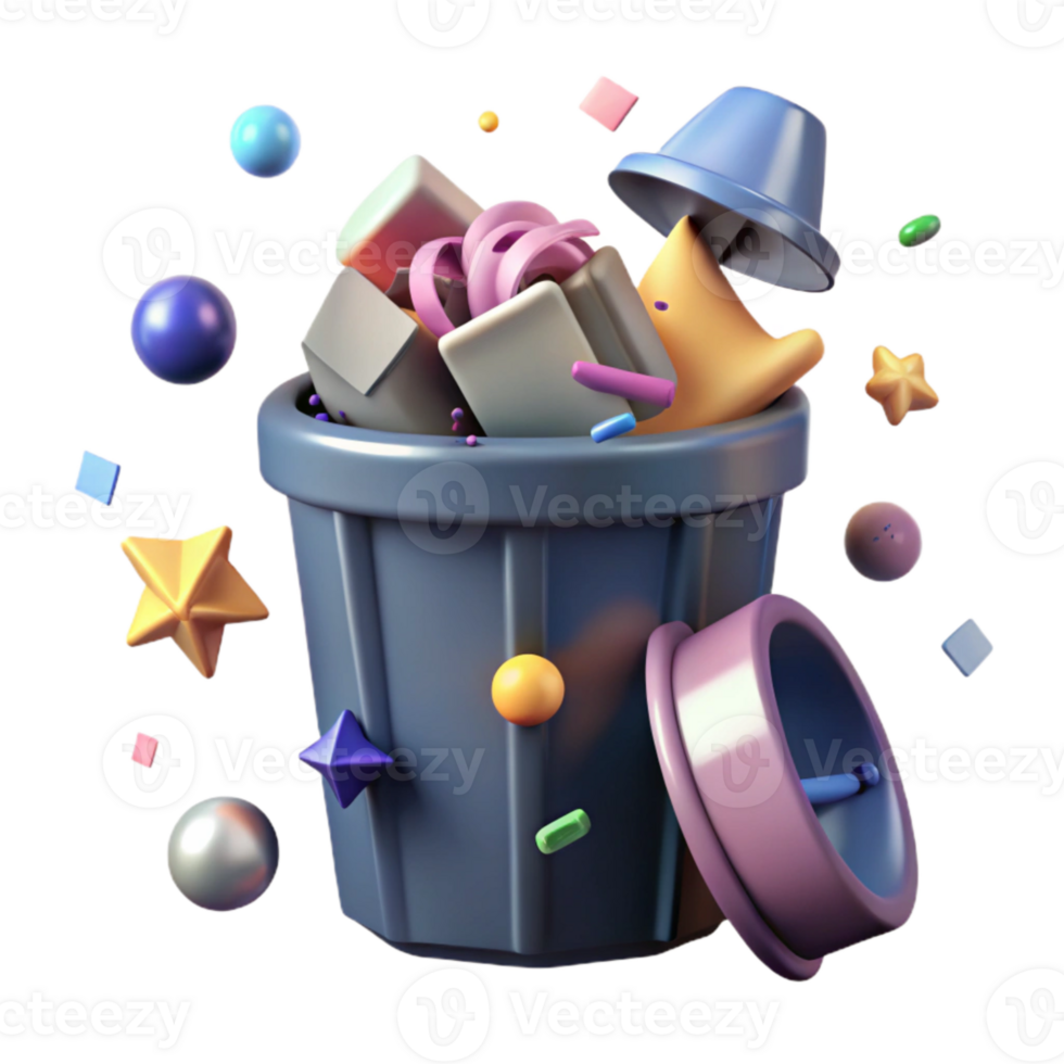 beautiful rustic Recycle Bin Overflowing with Plastic Transparent Background png