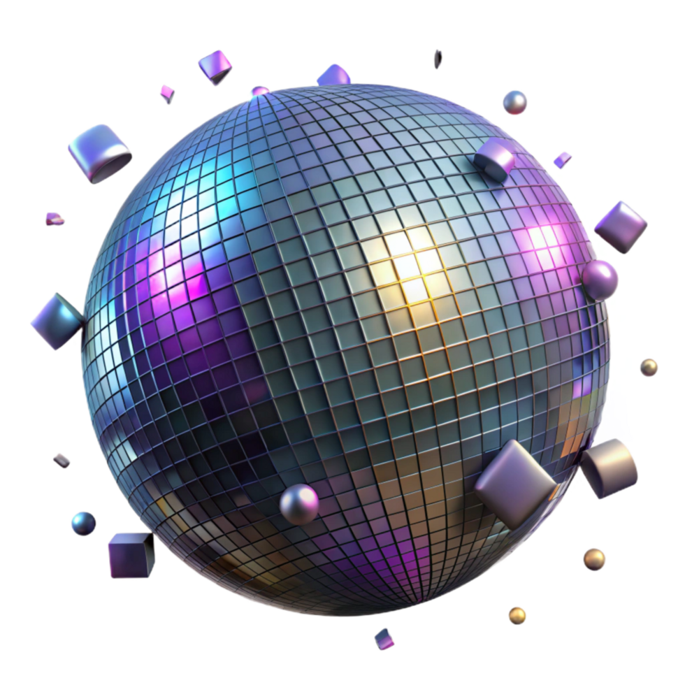 beautiful abstract Glowing Disco Ball Isolated with Reflective Surface high resolution png