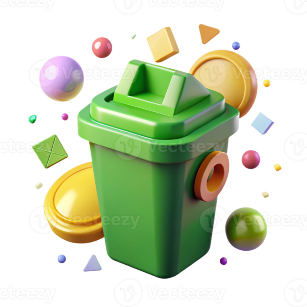 serene vintage Recycle Bin Green Plastic Isolated Element high quality png