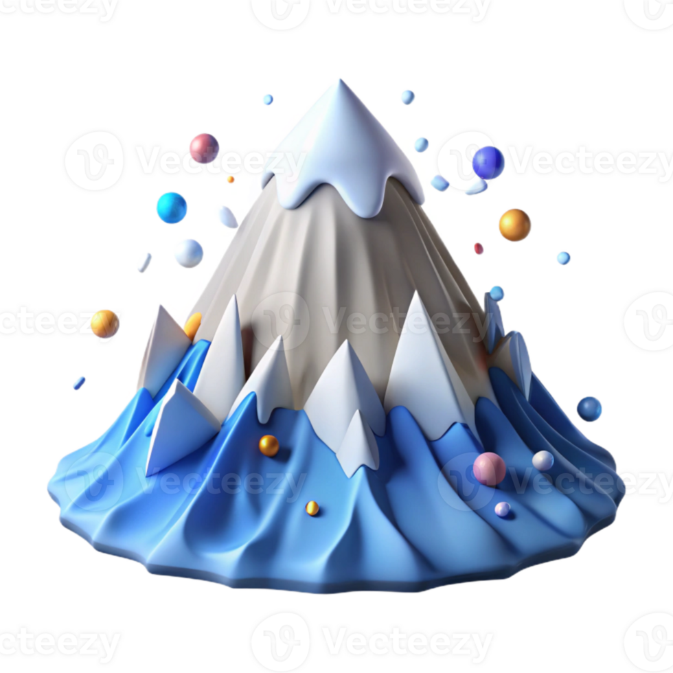 extraordinary traditional Mountain with Snow Covered Peak with Transparent Background and Blue Hues detailed png