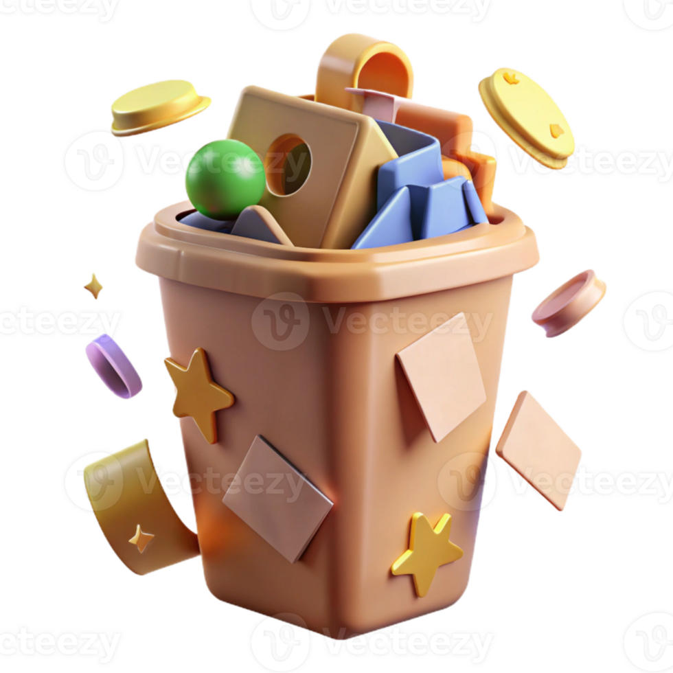 dramatic abstract Recycle Bin with Paper and Cardboard Cutout original png