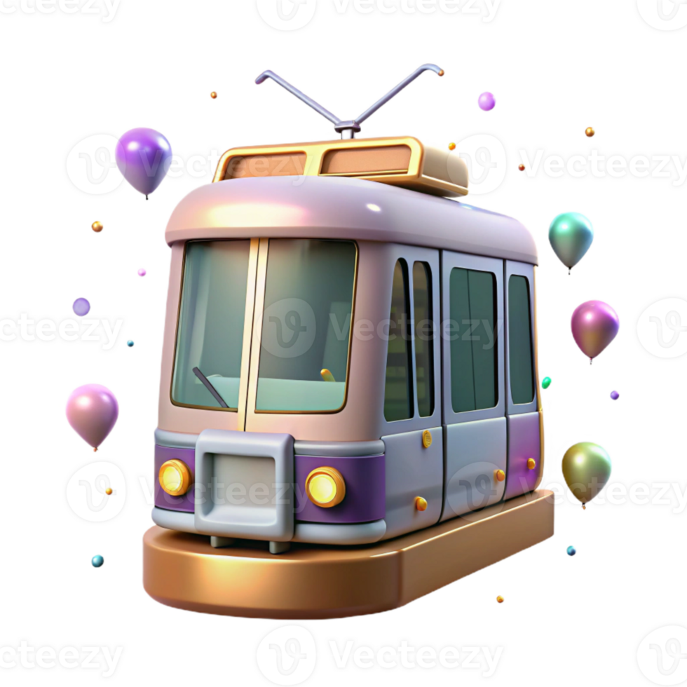 vibrant artistic Modern Tram Front View Isolated detailed png