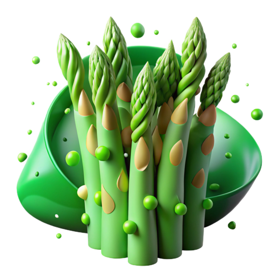 beautiful abstract Green Asparagus Spears Isolated with Bright Green Color exclusive png