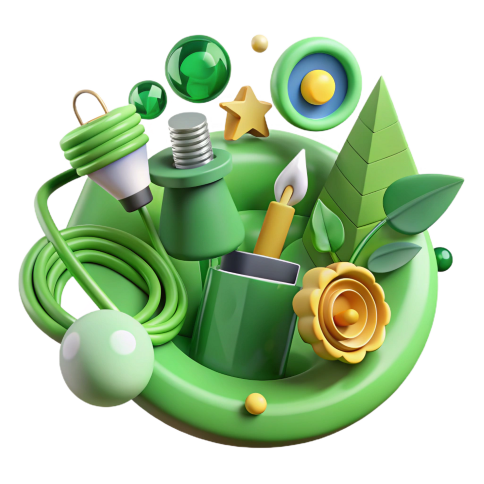 beautiful abstract Green Energy Symbols Collection Isolated genuine png