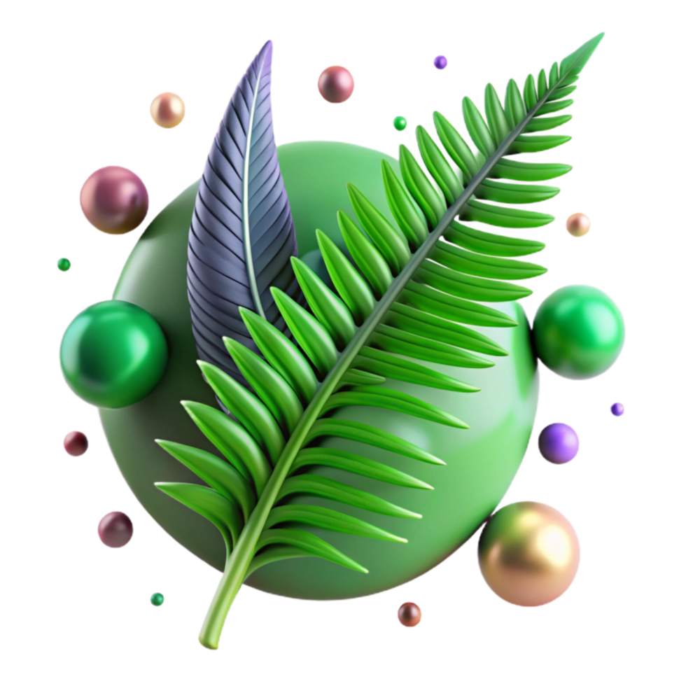 beautiful abstract Green Fern Frond Close Up Transparent Background 4K png
