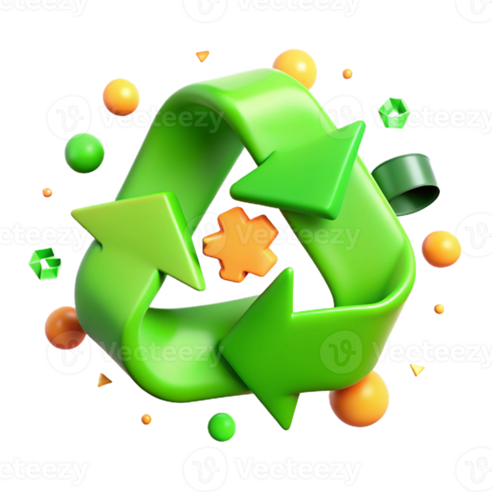 magnificent traditional Recycle Sign in Bright Green Color Transparent Background original png