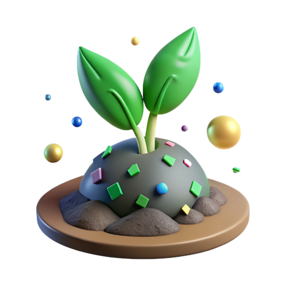 dramatic abstract Green Plant Sprout with Soil Isolated Cutout authentic png