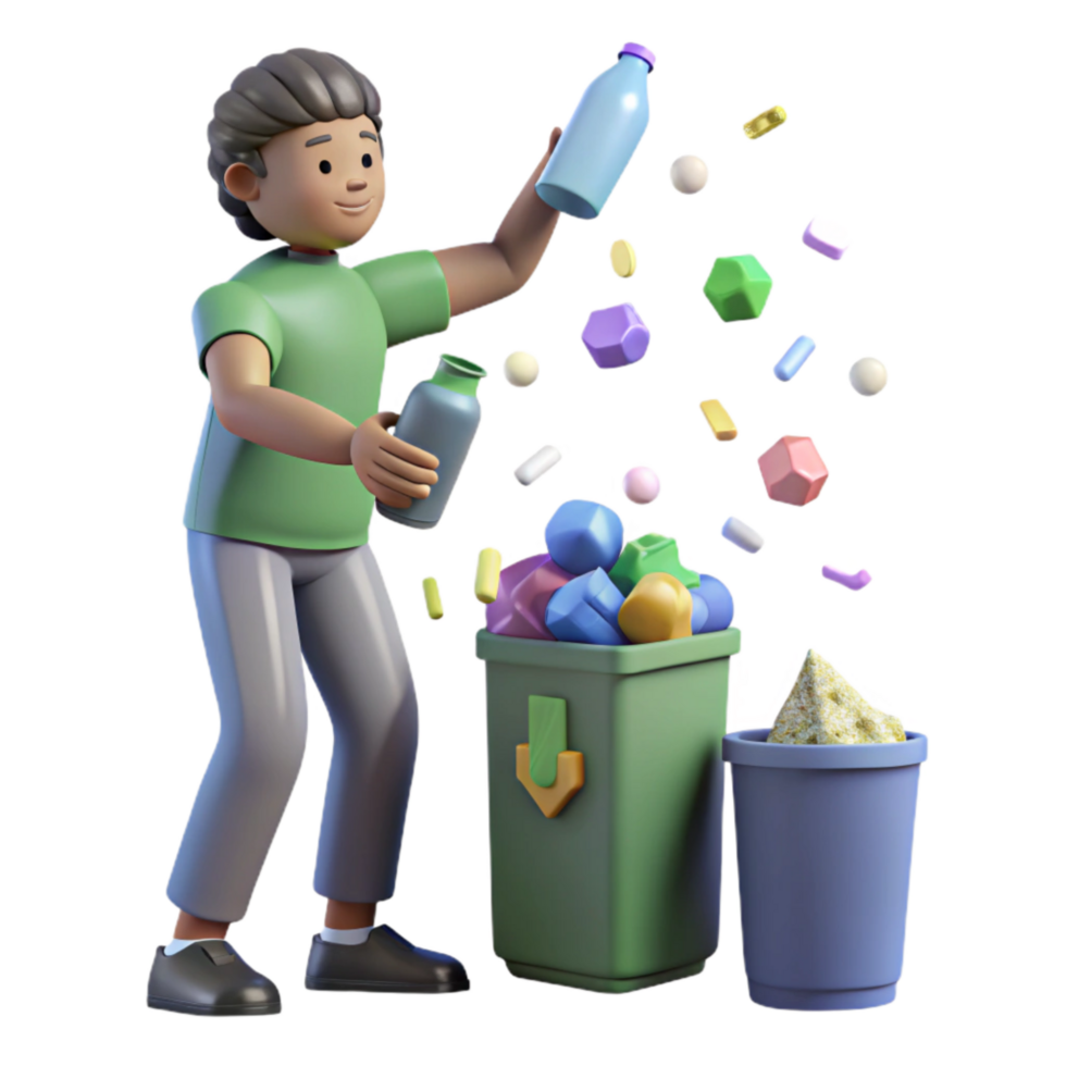 dramatic rustic Person Recycling Plastic Bottles Isolated Element high quality png