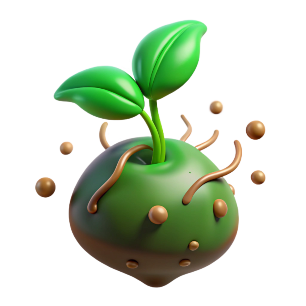 beautiful abstract Green Sprouting Seed with Roots Isolated high resolution png