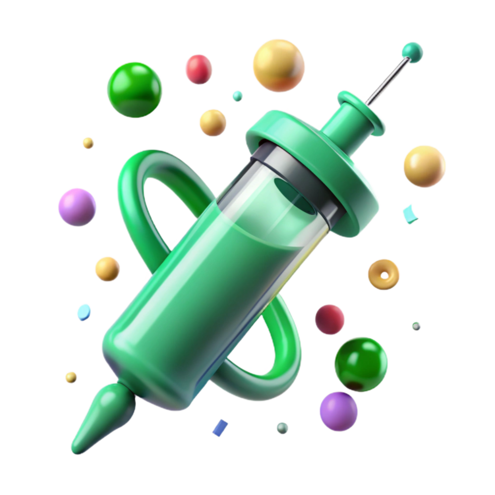 dramatic creative Medical Syringe with Green Liquid Transparent Background exclusive png