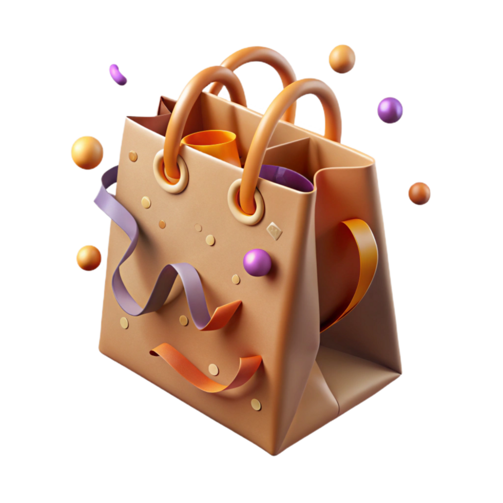 beautiful artistic Printed Paper Bag with Handles Cutout professional png