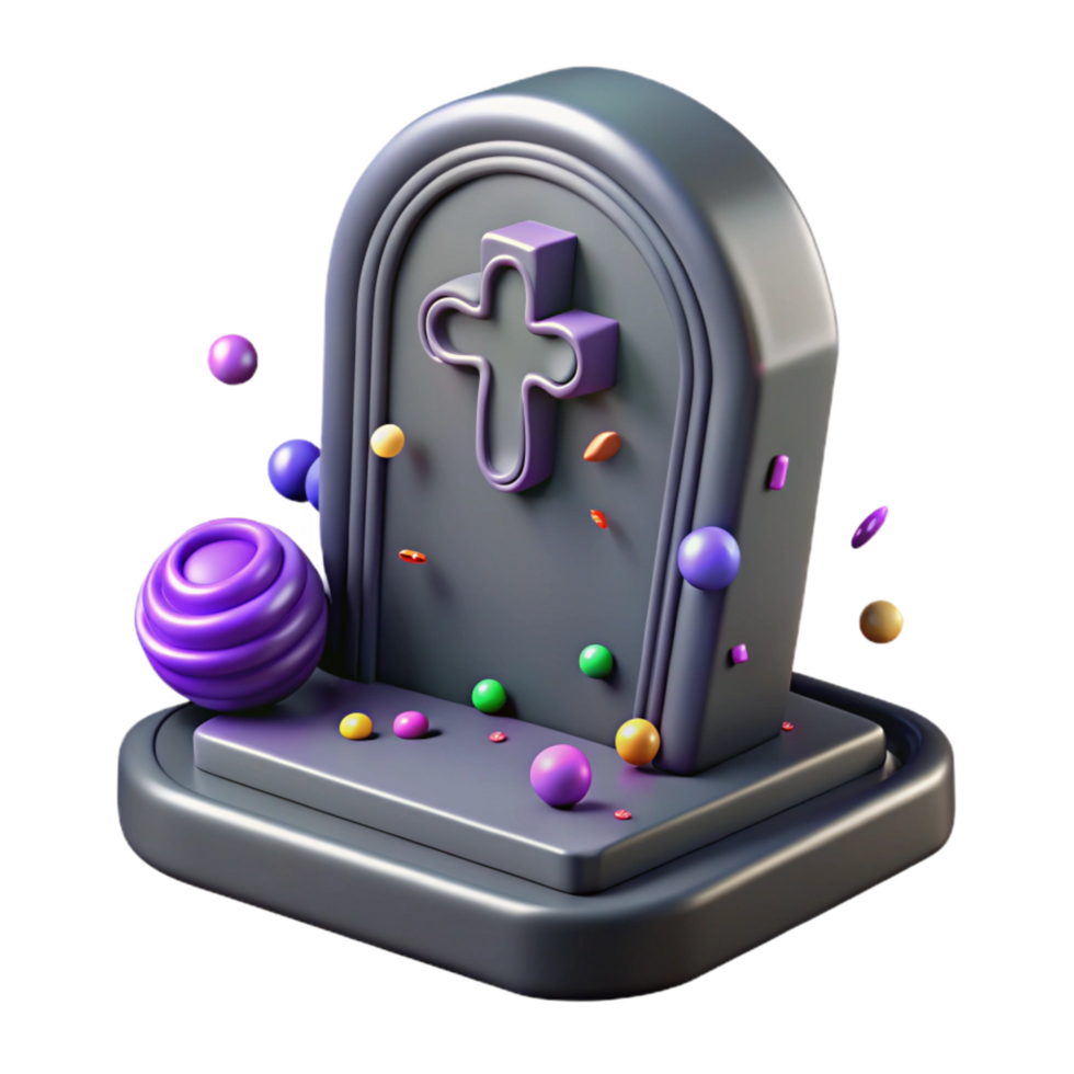 vibrant abstract Graveyard Tombstone with Gothic Design Transparent Background authentic png