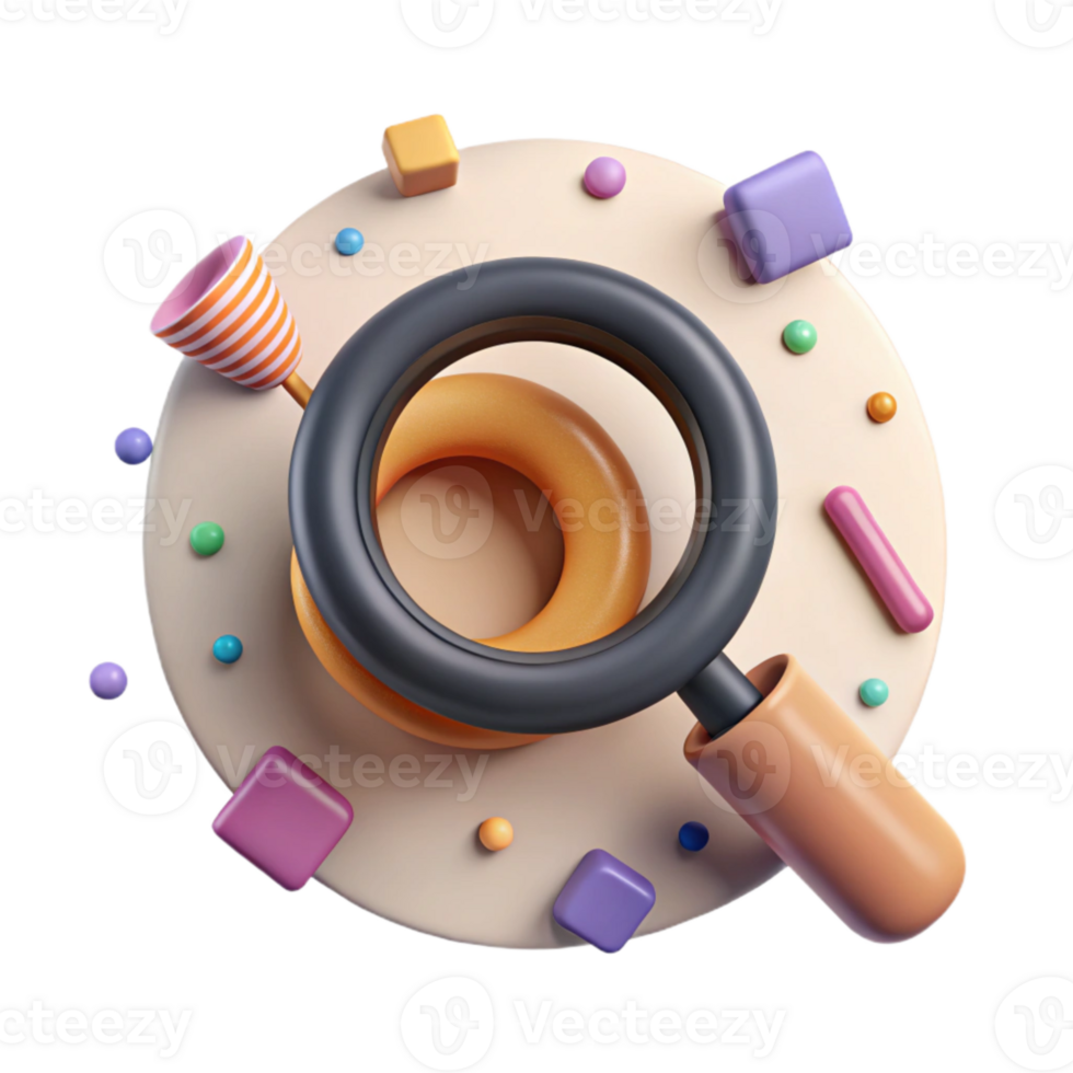 vibrant abstract Magnifying Glass Symbol Cutout with Clear Lens authentic png
