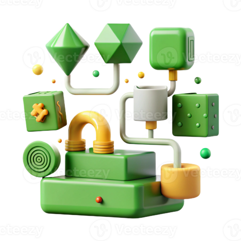 beautiful rustic Green Manufacturing Process Flowchart Cutout high resolution png