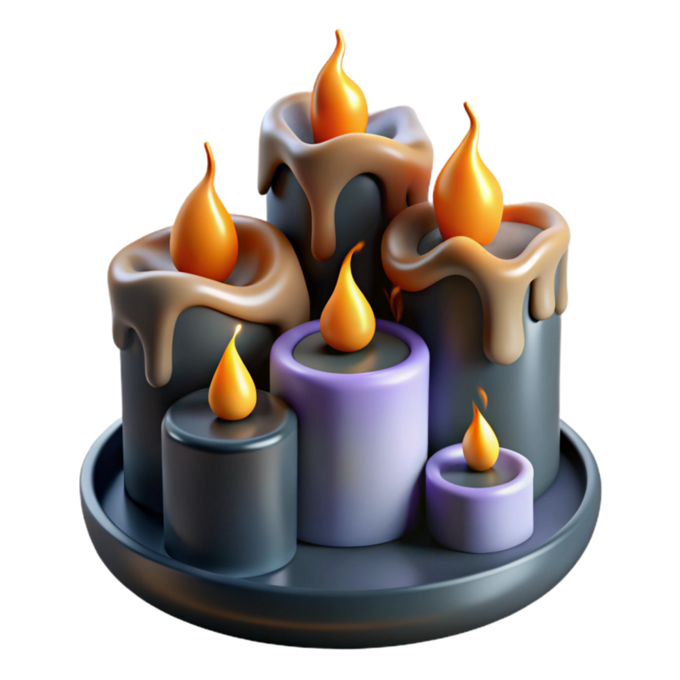 beautiful artistic Group of Candles with Flickering Flames Transparent Background genuine png