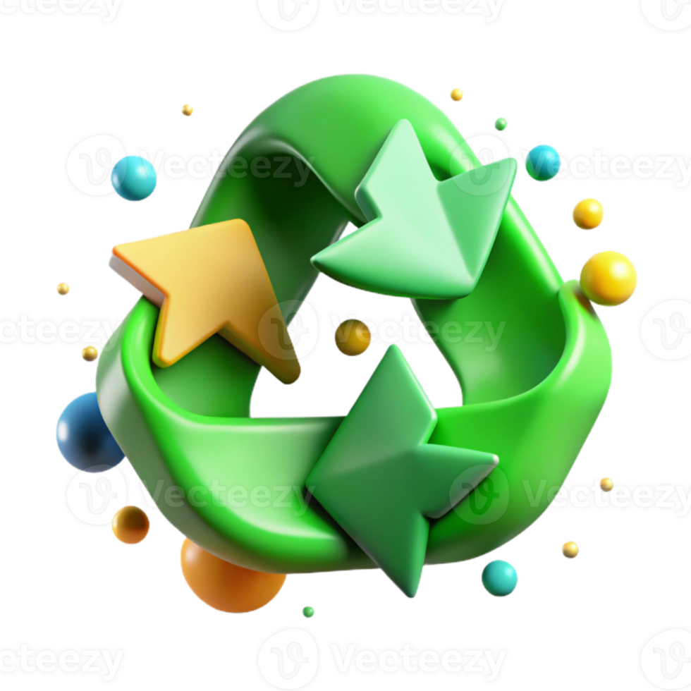 elegant traditional Recycling Symbol Green Icon Cutout on Transparent Background high resolution png