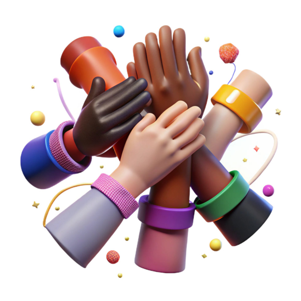 beautiful abstract Group of Diverse Hands Cutout Unity Symbol premium png