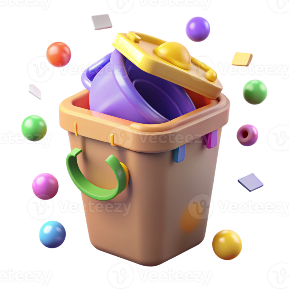 serene creative Recycling Bin with Colorful Lids Isolated Cutout exclusive png