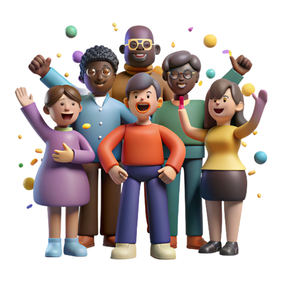 beautiful artistic Group of Diverse People Celebrating Cutout Isolated high quality png