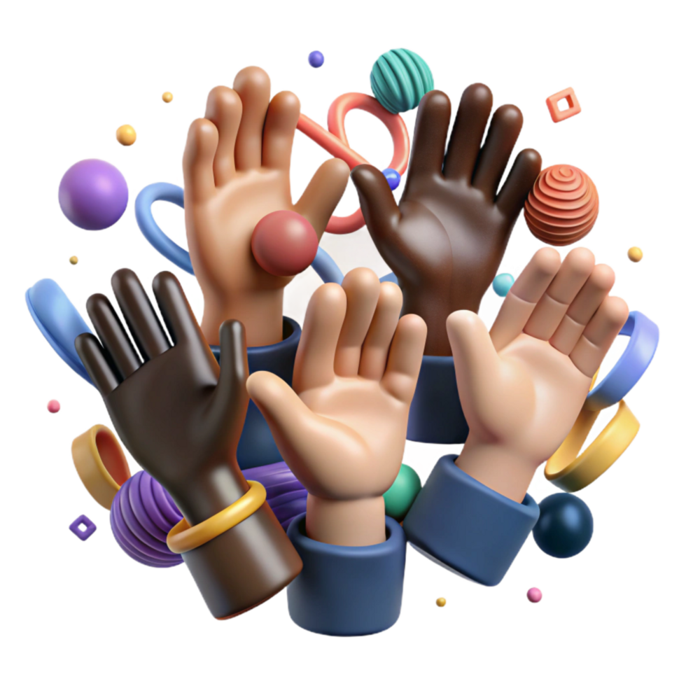 beautiful rustic Group of Diverse Hands Cutout Unity Symbol high resolution png
