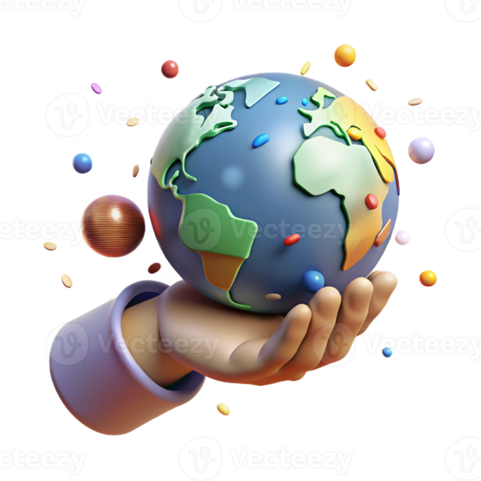 vibrant traditional Hand Holding Earth Globe Soft Lighting Cutout premium png