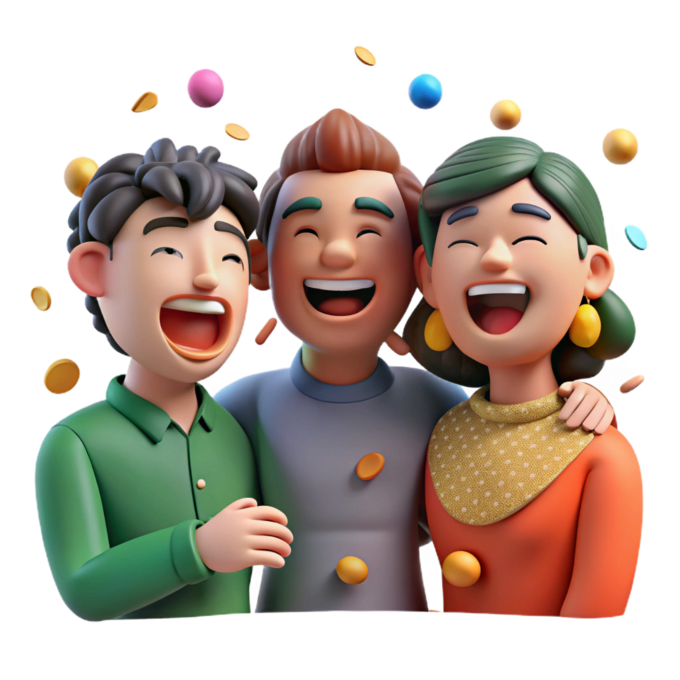 dramatic abstract Group of People Laughing Together Cutout White Background professional png