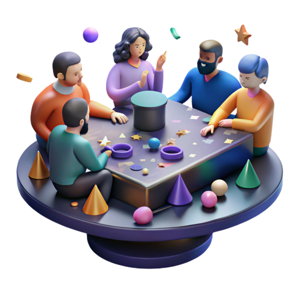 dramatic abstract Group of People Playing Music Together Isolated Element authentic png