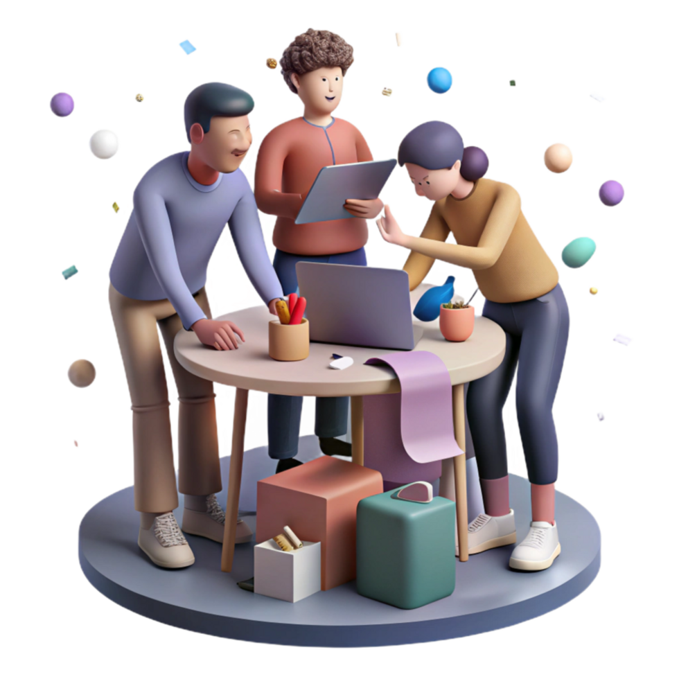 beautiful abstract Group of Students Working on Project Collaborative Learning Transparent Background high resolution png