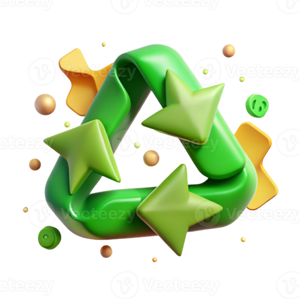 impressive traditional Green Recycling Symbol with Arrows Transparent Background original png