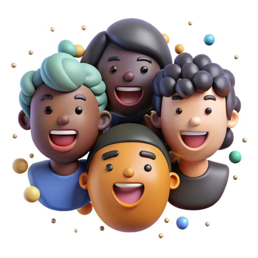 beautiful rustic Group Portrait Smiling Faces Isolated high quality png