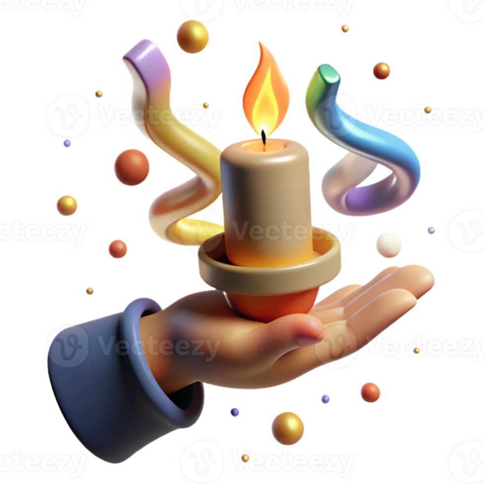 magnificent classic Hand Holding Up Lit Candle Isolated Element with Warm Lighting high quality png