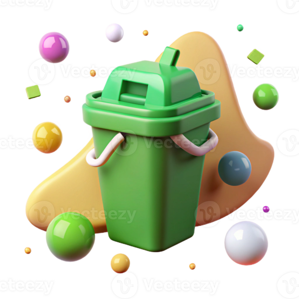 vibrant abstract Recycle Bin Green Plastic Isolated Element genuine png