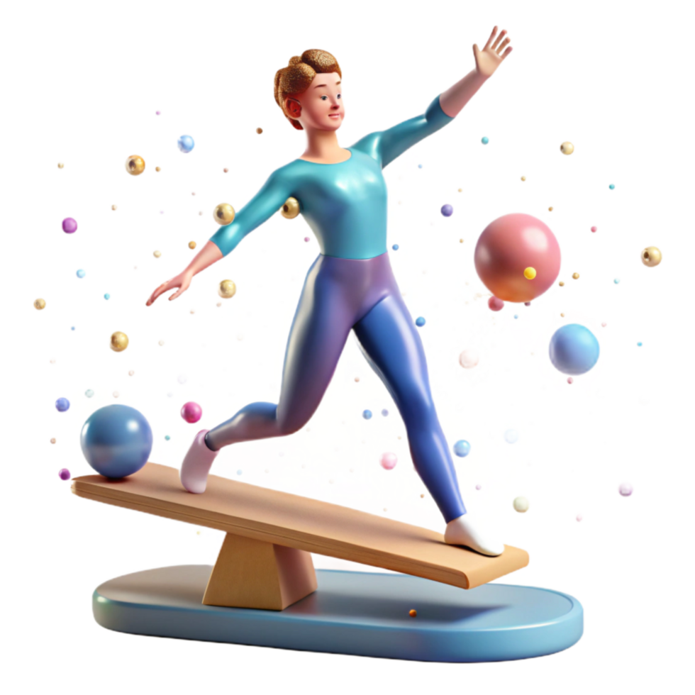 beautiful rustic Gymnast Performing on Balance Beam Isolated authentic png